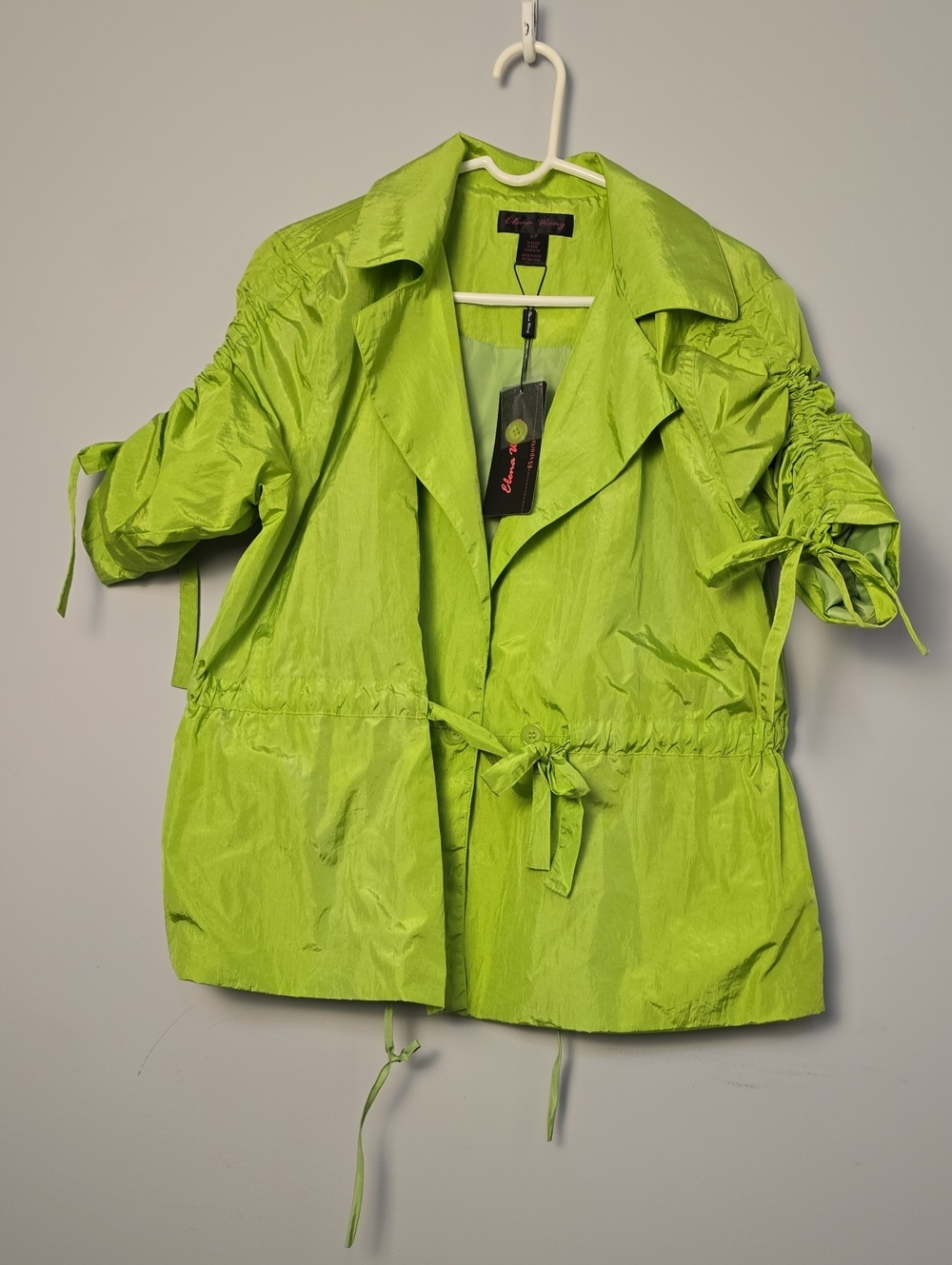Neon Lime Drawstring Trench Coat - Women